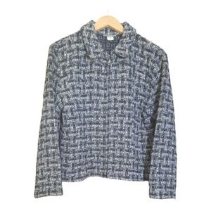 Weave of the Irish Womens Wool Black Gray Zip Jacket Size Medium